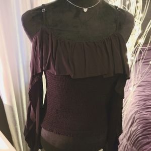 🖤INC International Concepts Black Cold Shoulder Top